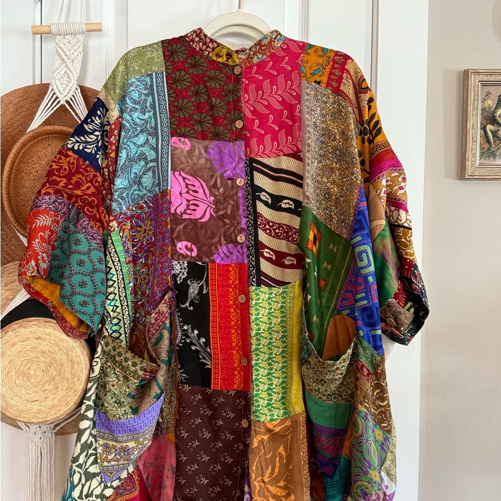 Kantha Bae Silk Patchwork Goddess Shirt